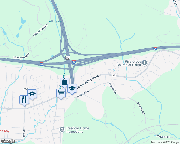 map of restaurants, bars, coffee shops, grocery stores, and more near 63 Teays Villa in Teays Valley