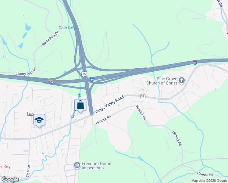 map of restaurants, bars, coffee shops, grocery stores, and more near 63 Teays Villa in Scott Depot