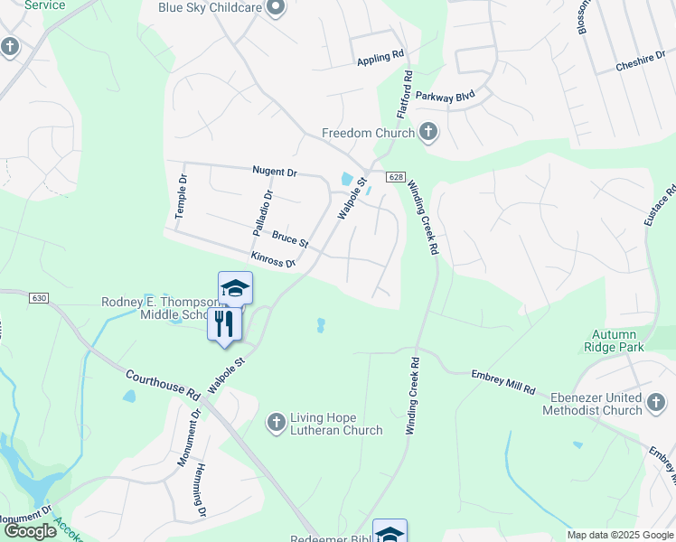 map of restaurants, bars, coffee shops, grocery stores, and more near 4 Eternity Court in Stafford