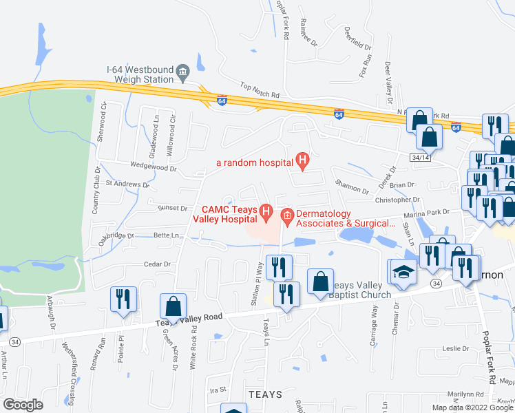map of restaurants, bars, coffee shops, grocery stores, and more near 17 Eldorado Circle in Hurricane