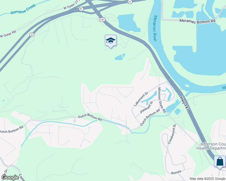 map of restaurants, bars, coffee shops, grocery stores, and more near 3544 Stone Mill Drive in Arnold