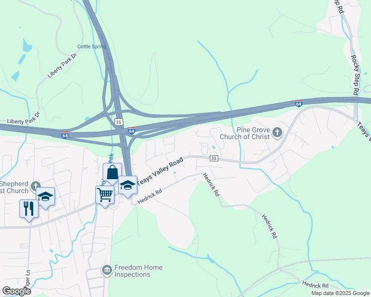map of restaurants, bars, coffee shops, grocery stores, and more near 6947 Teays Valley Road in Teays Valley