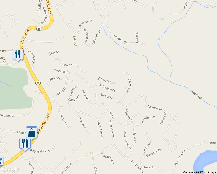 map of restaurants, bars, coffee shops, grocery stores, and more near 27309 Cedar Bow Ct in Pioneer