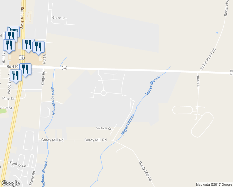 map of restaurants, bars, coffee shops, grocery stores, and more near 30747 Bobwhite Drive in Delmar