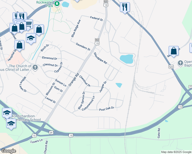 map of restaurants, bars, coffee shops, grocery stores, and more near 2009 Crepe Myrtle Lane in Culpeper