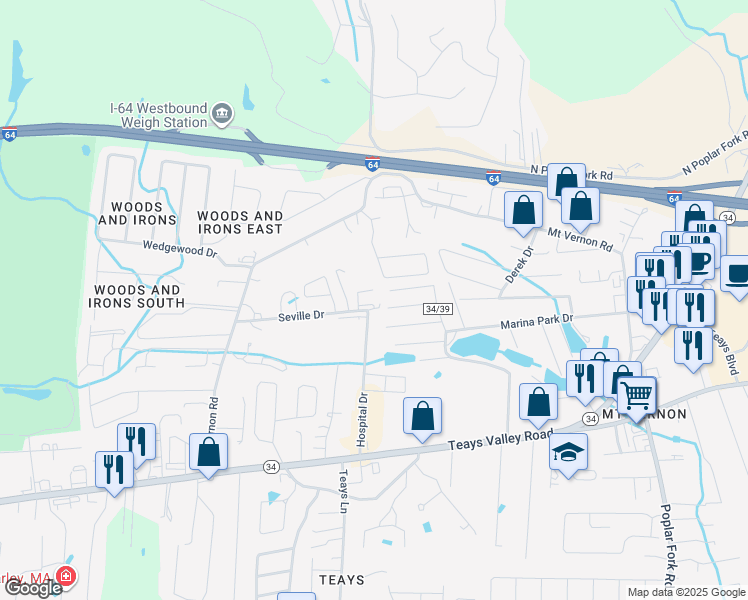 map of restaurants, bars, coffee shops, grocery stores, and more near 10 Jadestone Court in Hurricane