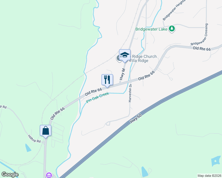 map of restaurants, bars, coffee shops, grocery stores, and more near 1116 Highway At in Villa Ridge