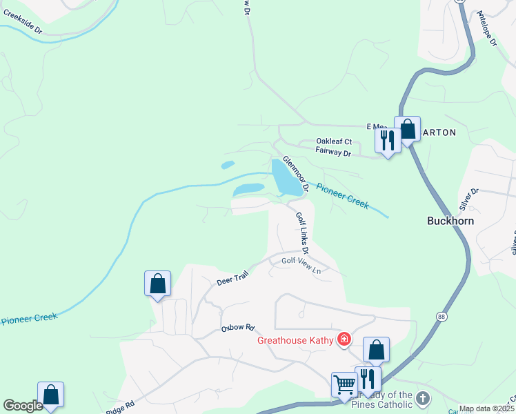 map of restaurants, bars, coffee shops, grocery stores, and more near 26131 Golf Links Drive in Pioneer