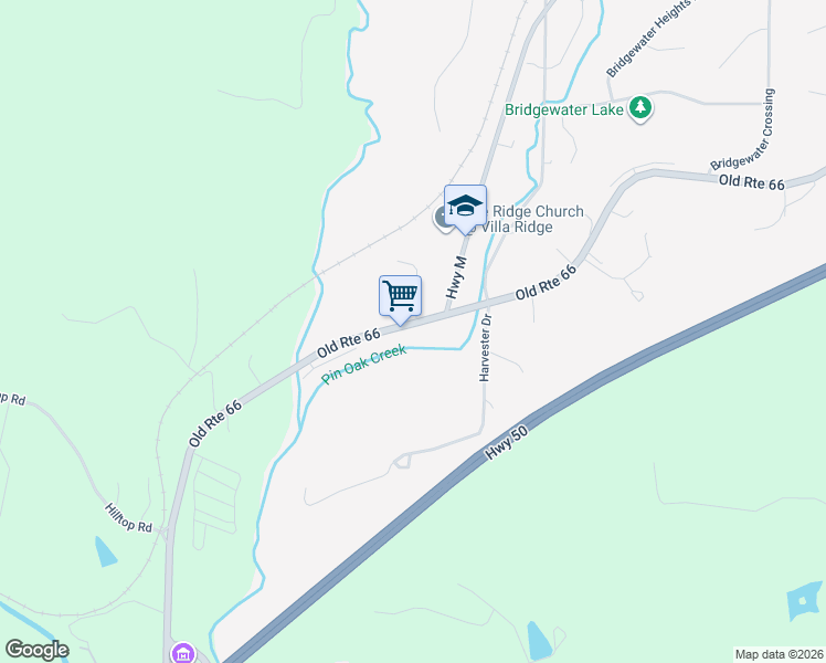 map of restaurants, bars, coffee shops, grocery stores, and more near 1116 Highway AT in Villa Ridge
