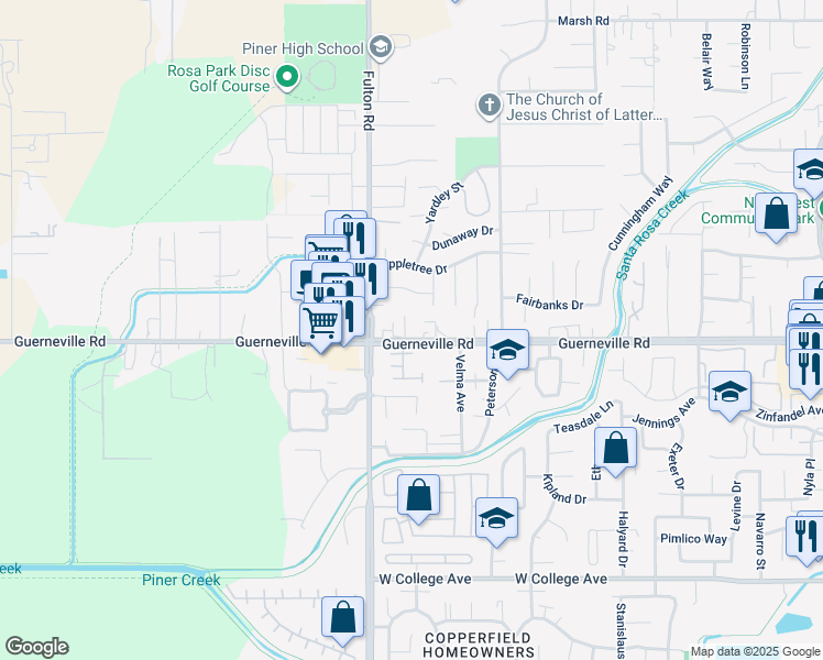 map of restaurants, bars, coffee shops, grocery stores, and more near 1514 Covent Garden in Santa Rosa