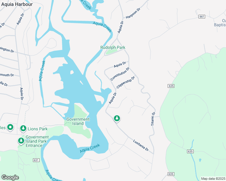 map of restaurants, bars, coffee shops, grocery stores, and more near 3401 Aquia Drive in Stafford