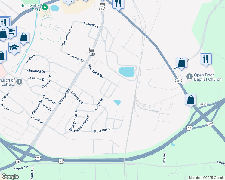 map of restaurants, bars, coffee shops, grocery stores, and more near 2032 Magnolia Circle in Culpeper