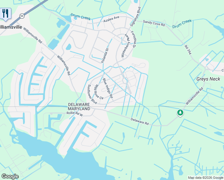 map of restaurants, bars, coffee shops, grocery stores, and more near 36518 Wild Rose Circle in Selbyville