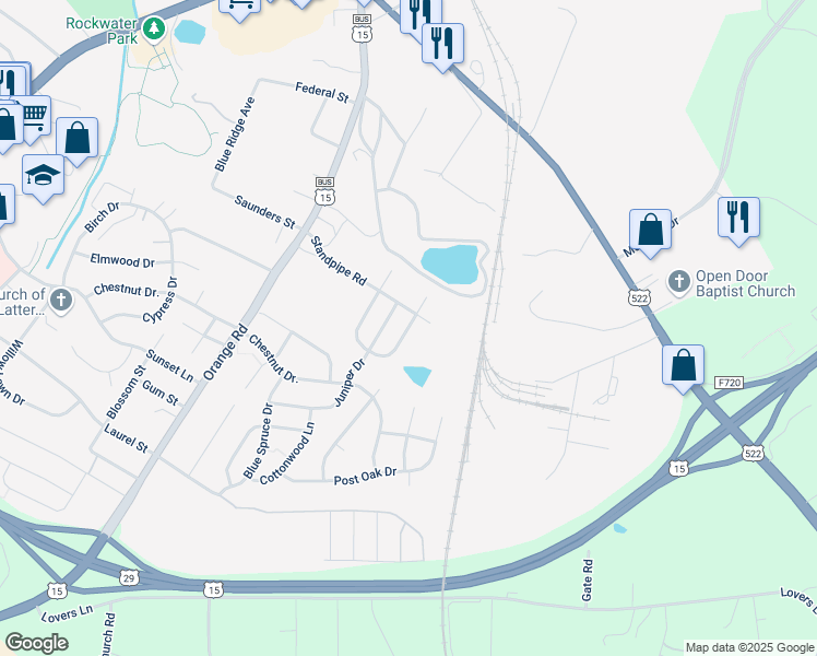 map of restaurants, bars, coffee shops, grocery stores, and more near 2032 Magnolia Circle in Culpeper