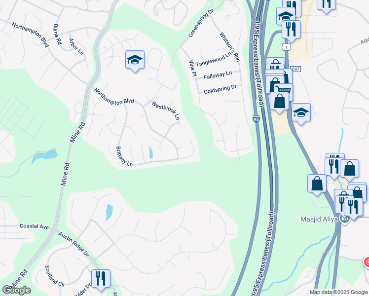map of restaurants, bars, coffee shops, grocery stores, and more near 149 Northampton Boulevard in Stafford