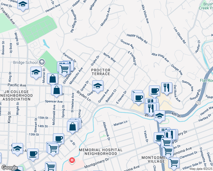 map of restaurants, bars, coffee shops, grocery stores, and more near 1962 Grosse Avenue in Santa Rosa