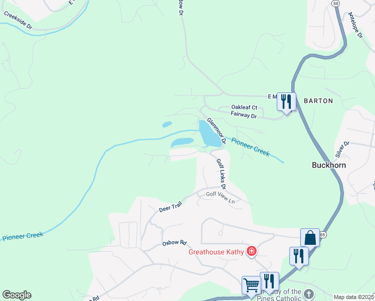 map of restaurants, bars, coffee shops, grocery stores, and more near 26131 Golf Links Drive in Pioneer