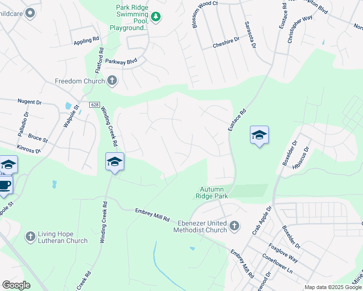 map of restaurants, bars, coffee shops, grocery stores, and more near 33 Live Oak Lane in Stafford