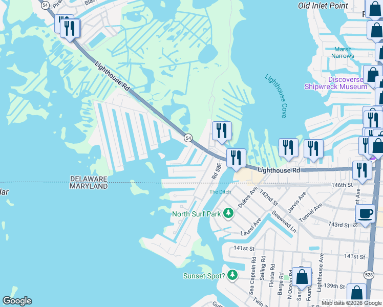map of restaurants, bars, coffee shops, grocery stores, and more near 38966 Monroe Avenue in Selbyville