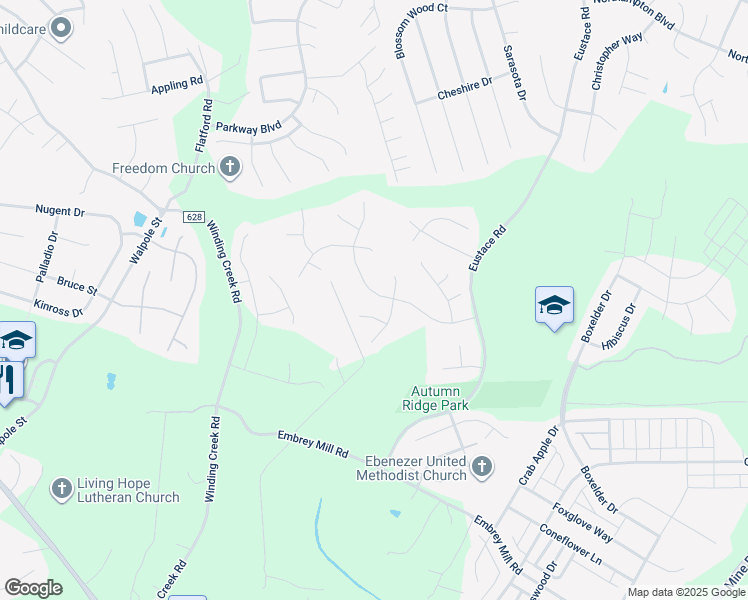 map of restaurants, bars, coffee shops, grocery stores, and more near 33 Live Oak Lane in Stafford