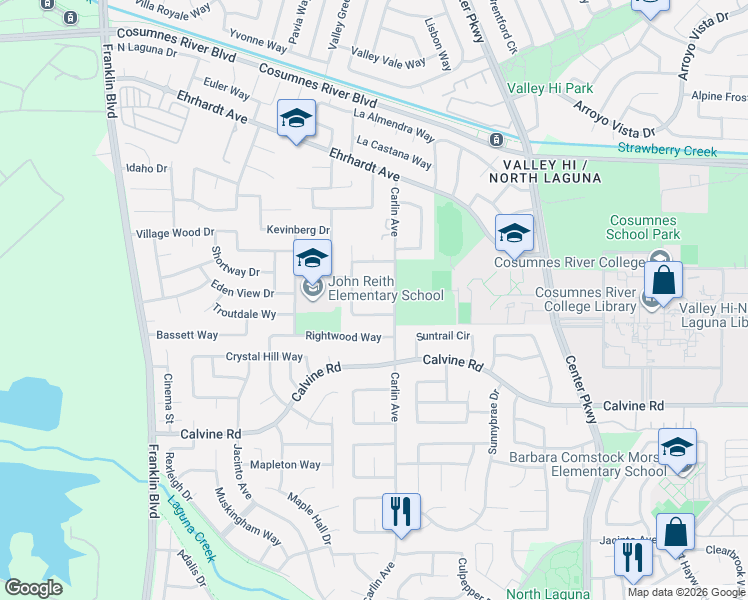map of restaurants, bars, coffee shops, grocery stores, and more near 33 Tearpak Court in Sacramento