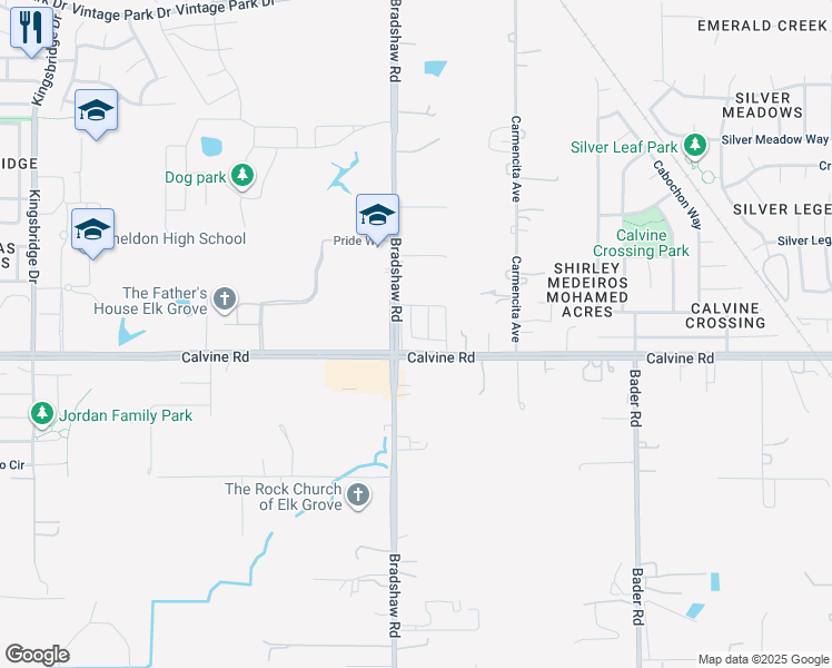 map of restaurants, bars, coffee shops, grocery stores, and more near 8379 Brooklyn Road in Sacramento