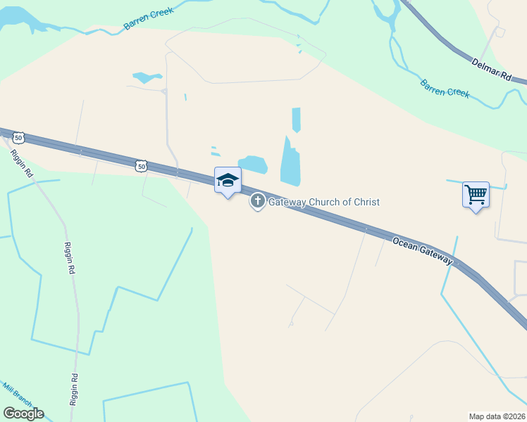 map of restaurants, bars, coffee shops, grocery stores, and more near 25879 Ocean Gateway in Mardela Springs