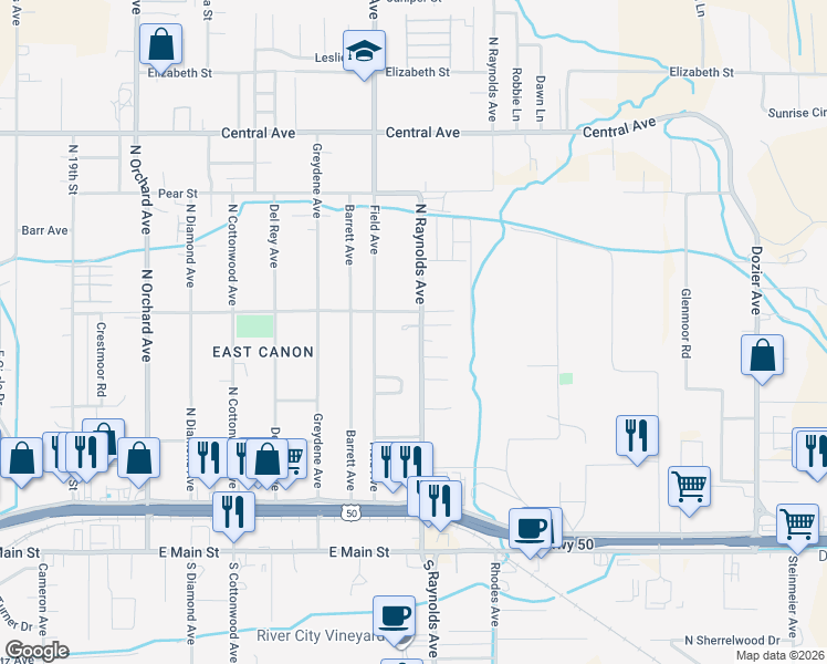 map of restaurants, bars, coffee shops, grocery stores, and more near 2773 Cherry Street in Cañon City