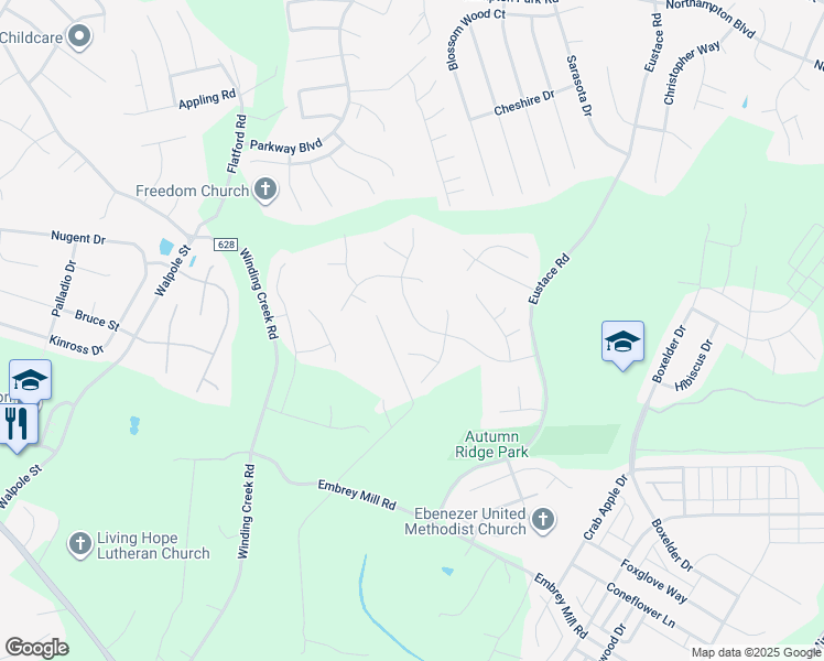 map of restaurants, bars, coffee shops, grocery stores, and more near 37 Live Oak Lane in Stafford