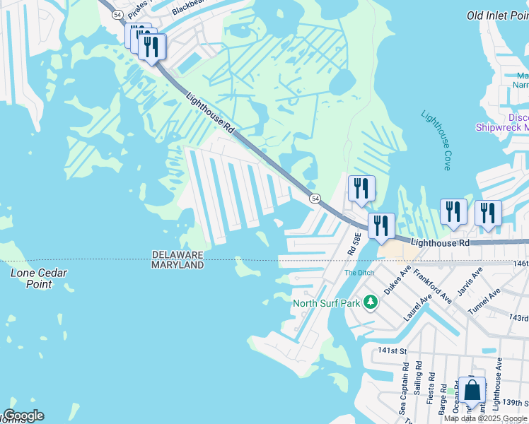 map of restaurants, bars, coffee shops, grocery stores, and more near 38834 Wilson Avenue in Selbyville