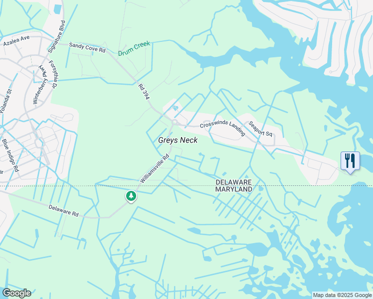 map of restaurants, bars, coffee shops, grocery stores, and more near 26064 Crosswinds Landing in Selbyville