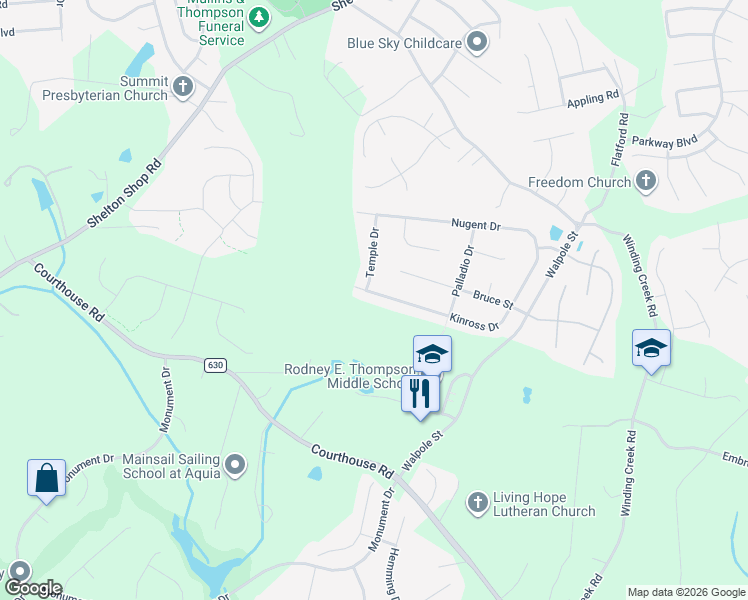 map of restaurants, bars, coffee shops, grocery stores, and more near 65 Kinross Drive in Stafford