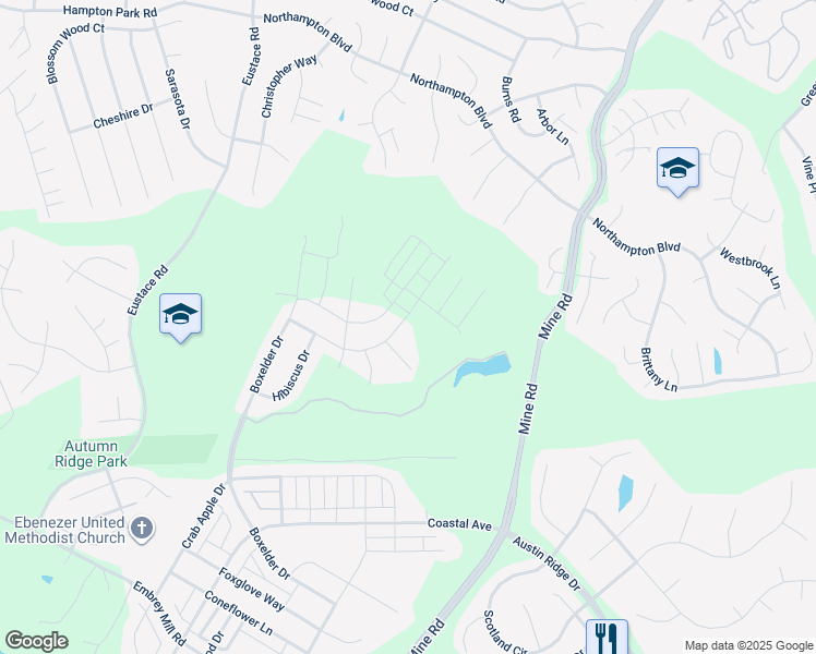 map of restaurants, bars, coffee shops, grocery stores, and more near 241 Smokebush Drive in Stafford