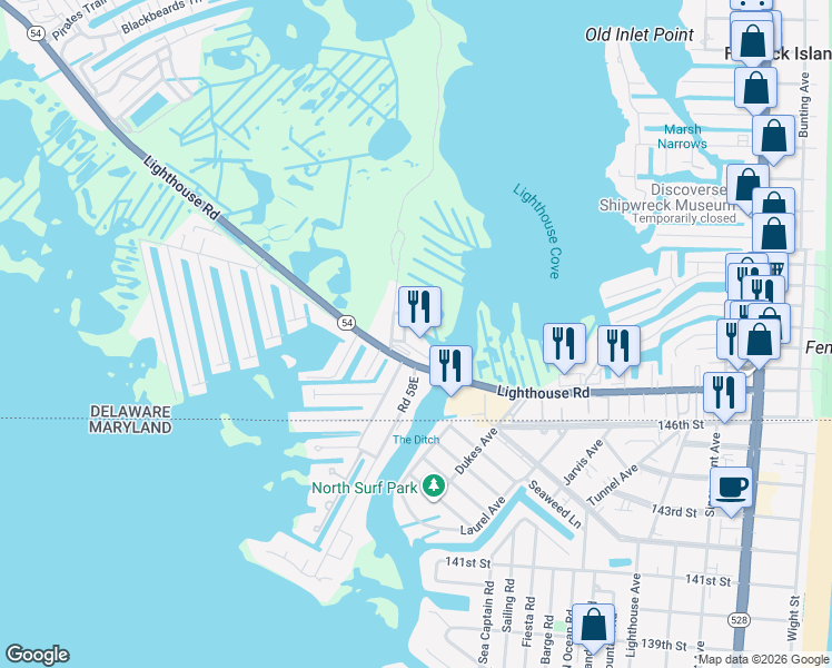 map of restaurants, bars, coffee shops, grocery stores, and more near 38856 Bennett Avenue in Selbyville