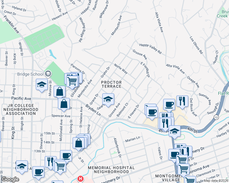 map of restaurants, bars, coffee shops, grocery stores, and more near in Santa Rosa