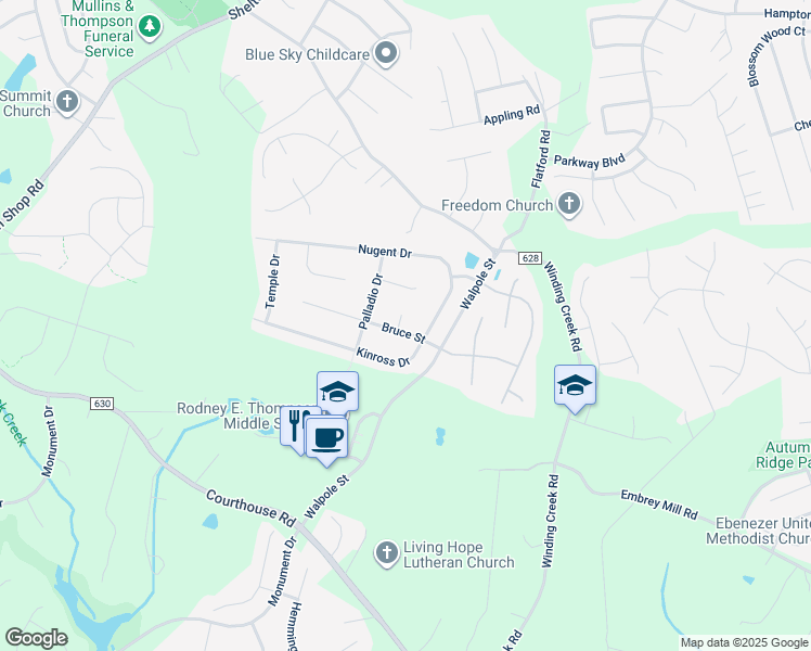 map of restaurants, bars, coffee shops, grocery stores, and more near 2 Stanhope Court in Stafford