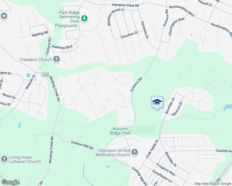 map of restaurants, bars, coffee shops, grocery stores, and more near 21 Wild Plum Court in Stafford