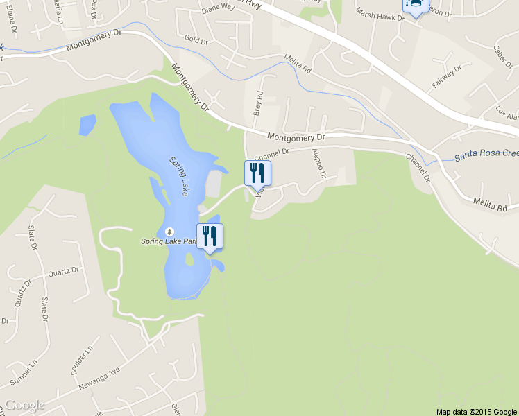 map of restaurants, bars, coffee shops, grocery stores, and more near 425 Violetti Road in Santa Rosa