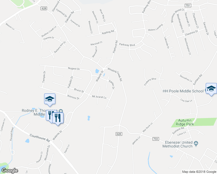 map of restaurants, bars, coffee shops, grocery stores, and more near 7 Blessed Ct in Stafford