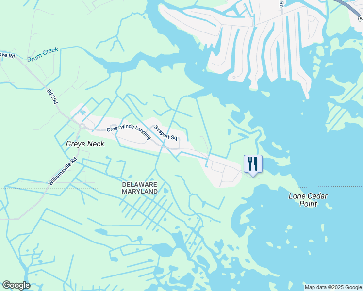 map of restaurants, bars, coffee shops, grocery stores, and more near 22139 Seaport Square in Selbyville