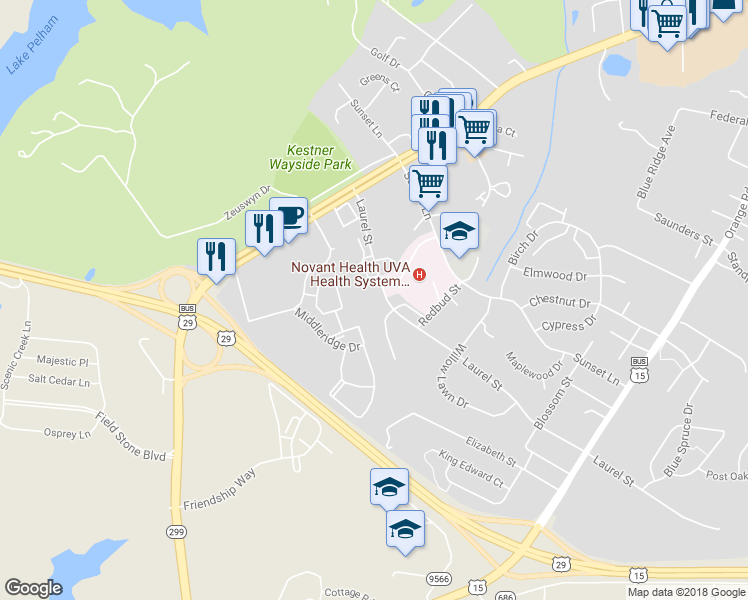 map of restaurants, bars, coffee shops, grocery stores, and more near 605 Laurel Street in Culpeper