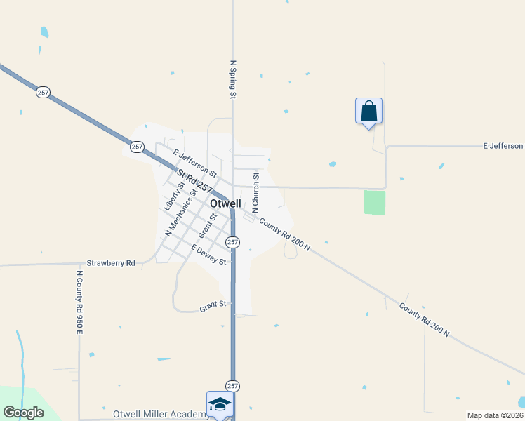 map of restaurants, bars, coffee shops, grocery stores, and more near 9801-10135 E County Road 200 North in Otwell