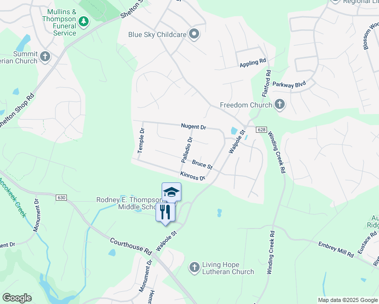 map of restaurants, bars, coffee shops, grocery stores, and more near 10 Palladio Drive in Stafford