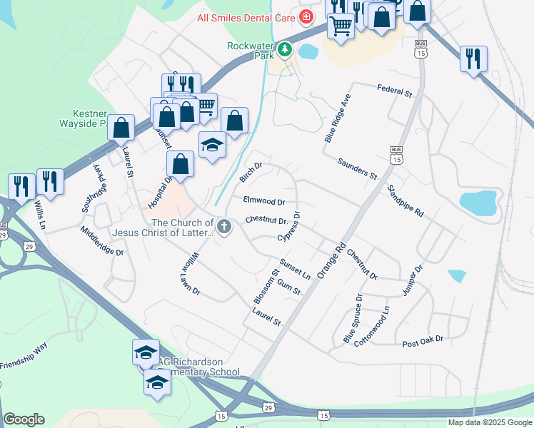 map of restaurants, bars, coffee shops, grocery stores, and more near 300 Chestnut Drive in Culpeper