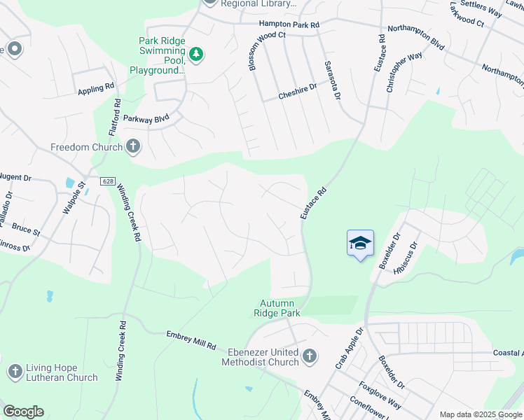 map of restaurants, bars, coffee shops, grocery stores, and more near 27 Wild Plum Court in Stafford