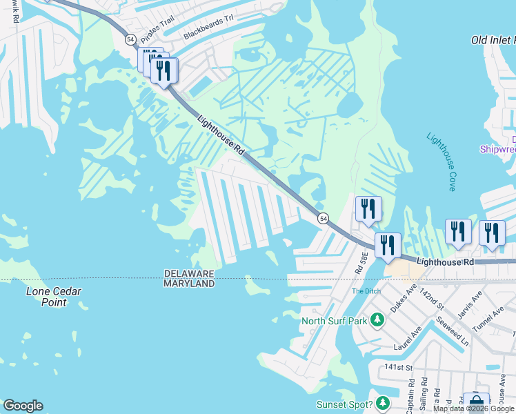 map of restaurants, bars, coffee shops, grocery stores, and more near 38797 Cleveland Avenue in Selbyville