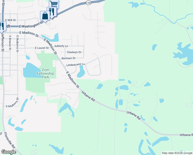 map of restaurants, bars, coffee shops, grocery stores, and more near 12 Mannheim Circle in Millstadt