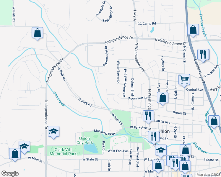 map of restaurants, bars, coffee shops, grocery stores, and more near 1 Potomac Court in Union