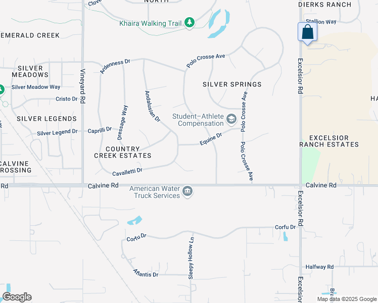 map of restaurants, bars, coffee shops, grocery stores, and more near 10325 Equine Drive in Sacramento