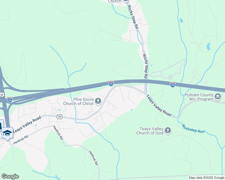 map of restaurants, bars, coffee shops, grocery stores, and more near 7538 Interstate 64 in Teays Valley
